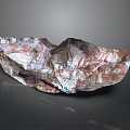 Colorful Terrain On Crinkled Paper With Red White Blue Folded Texture