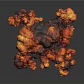 3D Rendered Garden Landscape With Volcano Eruption Red Orange Magma Black Mountain