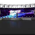 Modern Stage Design With Purple Lighting Effects Large Screens And Performer