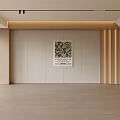 Modern Living Room Interior Design With Decorative Painting Recessed Lighting And Wooden Flooring