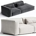 Light Beige And Dark Gray Fabric Two Seater Sofa With Modern Design And Plush Cushions