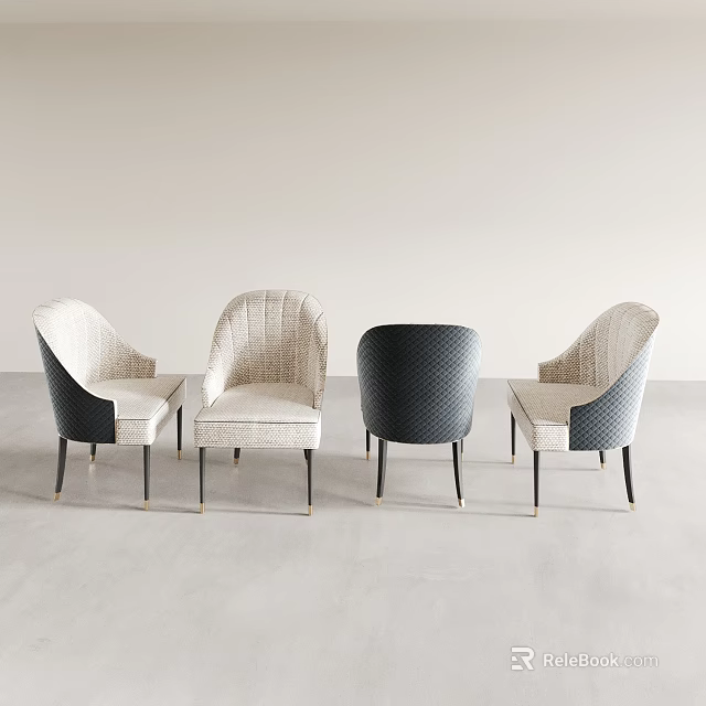 Modern Upholstered Sofa Stools With Light Dark Tones Woven Texture And Diamond Pattern 3d model 