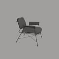 Modern Accent Chair With Blue Upholstered Backrest Black Leather Seat And Black Metal Frame
