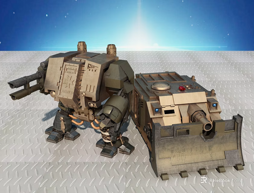 Electric Toy Military Style Mech Robots with Weapons and Tracked Base for Kids Play 3d model 
