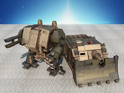 Electric Toy Military Style Mech Robots with Weapons and Tracked Base for Kids Play 3d model
