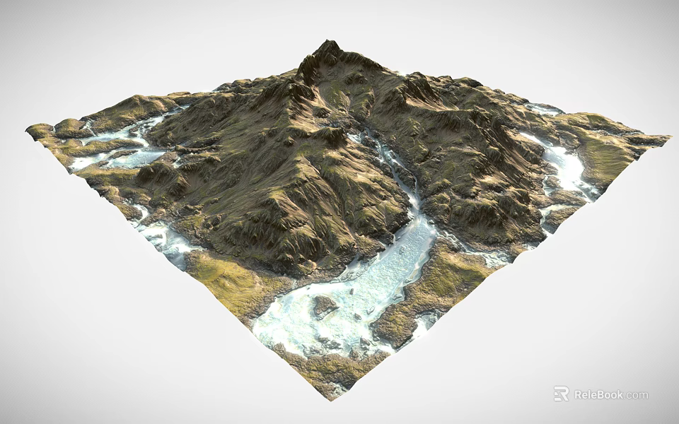 Breathtaking Mountain Scenery With Winding River And Rocky Natural Terrain 3d model 