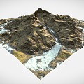 Mountain River Mountain Peak Terrain 3d model