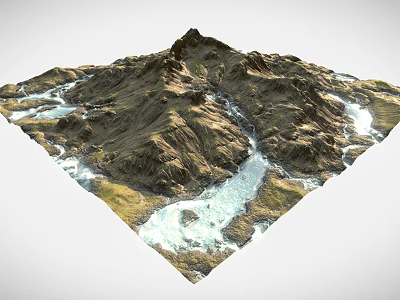 Breathtaking Mountain Scenery With Winding River And Rocky Natural Terrain 3d model
