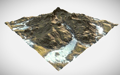 Mountain River Mountain Peak Terrain 3d model