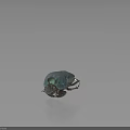 Green Metallic Beetle with Striped Body Showcasing Shiny Exoskeleton on Black Background