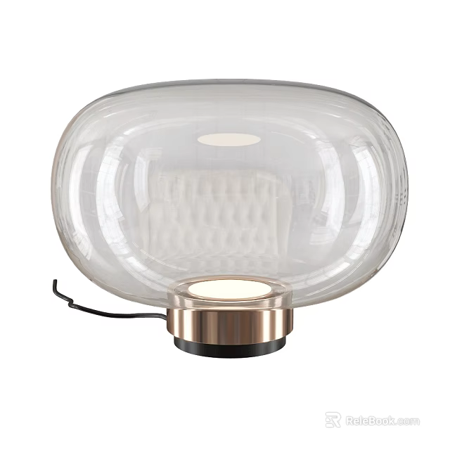 Modern Transparent Glass Shade Table Lamp With Metal Base And Warm Ambient Light 3d model 