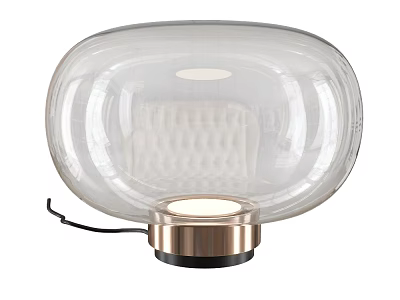 Modern Transparent Glass Shade Table Lamp With Metal Base And Warm Ambient Light 3d model