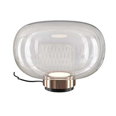 Modern Transparent Glass Shade Table Lamp With Metal Base And Warm Ambient Light 3d model