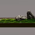 Artistic Landscape Sculpture Featuring Rock Formation Green Moss And Curved Path Design