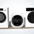 Modern White Washing Machines With Black Door And Sleek Design For Home Use
