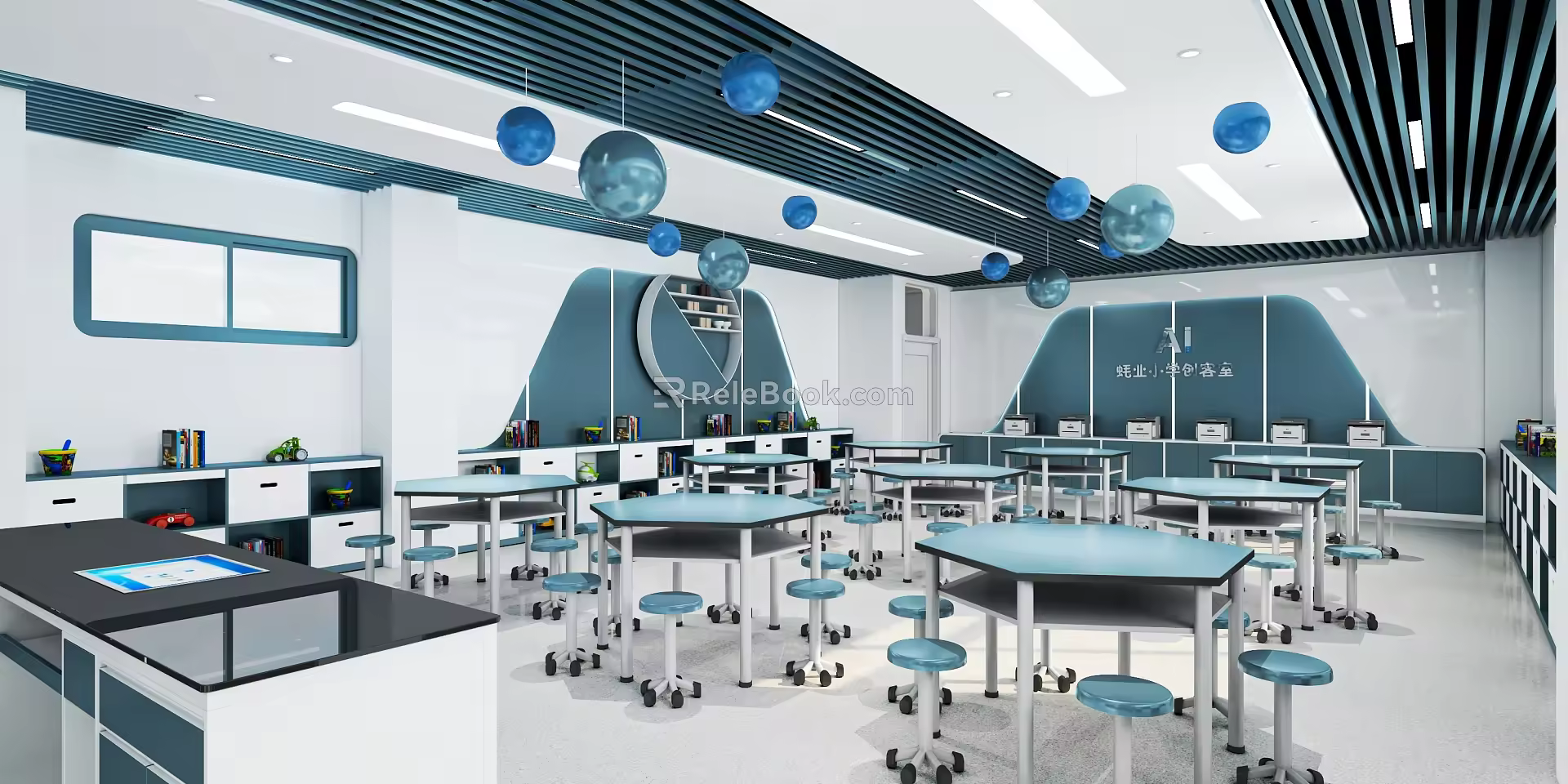 Chuangke Classroom Primary School Function Room Classroom 3d model