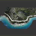 Stone and Wood Featured Natural Coastal Island Path with Green Vegetation Blue Sea Water
