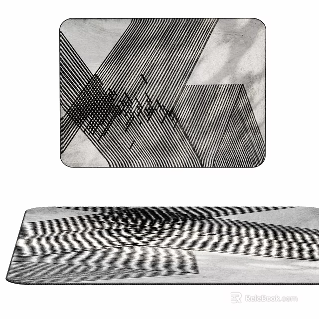 Modern Square Carpet With Geometric Lines And Black White Abstract Pattern Design 3d model