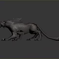 Ferocious Dark Fantasy Monster With Sharp Fangs Claws Red Eyes And Spiked Back