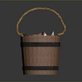 Wicker Storage Basket With Brown Handle And Black Straps For Daily Items