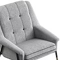 Gray Modern Armchair With Button Tufted Backrest Armrests And Metal Legs