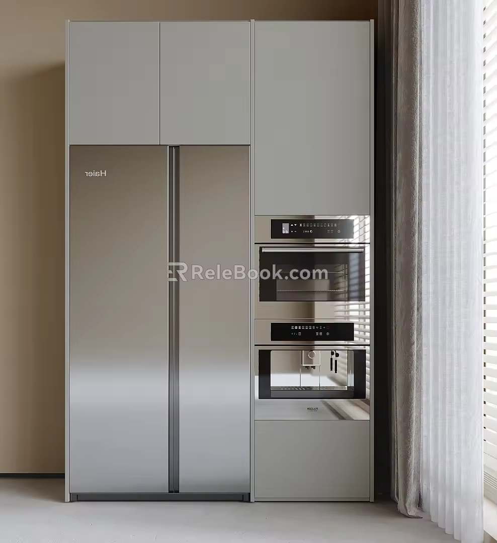 refrigerator cabinet embedded refrigerator embedded oven 3d model