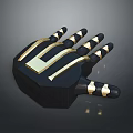 Game Movie Character Black Gold Gauntlet With Decorative Stripes And Golden Emblem Design