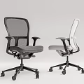Modern Office Chairs With Mesh Back Black And White Design And Adjustable Rolling Wheels