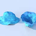 Two Blue Camouflage Hats Fisherman And Curled Brim Styles On Light Background