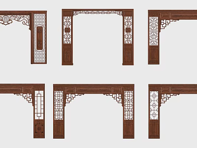 Traditional Wooden Carved Partition Designs for Chinese Interior Decor 3d model