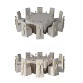 Elegant Round Dining Table Set With Matching Chairs And Bow Accents 3d model