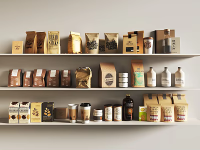 Kitchen Shelves Display With Various Food Containers 3d model