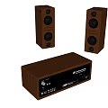 Classic Wooden Home Audio System With Stereo Speakers And AudioSource Player