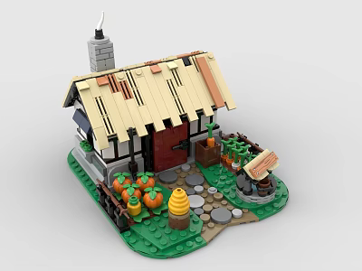 Lego LEGO toy building blocks wooden house construction scene farm house 3d model