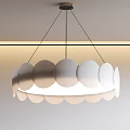 Modern Circular Panel Chandelier With White Elements Hanging Soft Light Interior Design 3d model