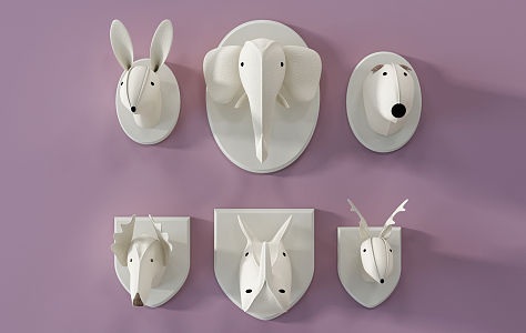 Modern Animal Wall Decoration Children's Room Animal Head Elephant Head Decoration Pendant 3d model