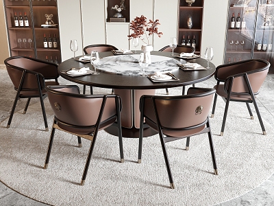 New Chinese Dining Table and Chair Rectangular Dining Table Dining Chair Single Chair Wine Cabinet model