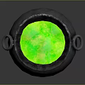 Black Iron Cauldron With Green Liquid And Ring Handles On Tripod Stand