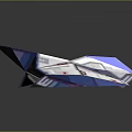 Futuristic Low Poly 3D Model Aircraft with Blue White Red Geometric Shiny Surface Design
