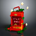 Red Vending Machine Decorated With Green Leaves Red Flowers And Floating White Stars