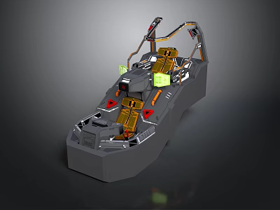 Modern 3D Vehicle Interior With Yellow Seats Control Panel And Handrails 3d model