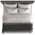Modern Double Bed Interior Design With Gray Headboard White Linens And Soft Pillows 3d model