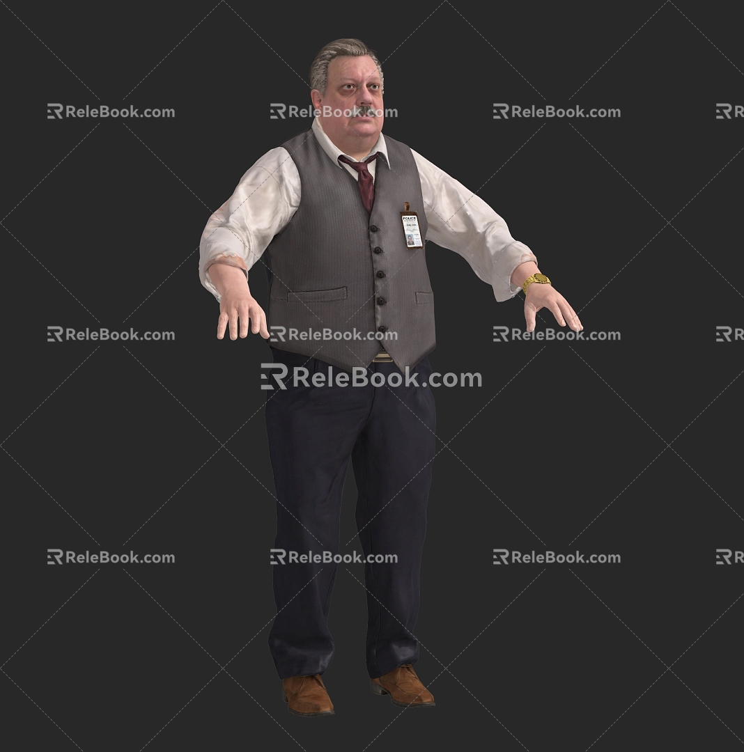 Modern game character old man model