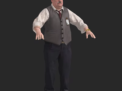 Modern game character old man 3d model