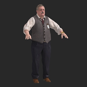 Modern game character old man 3d model