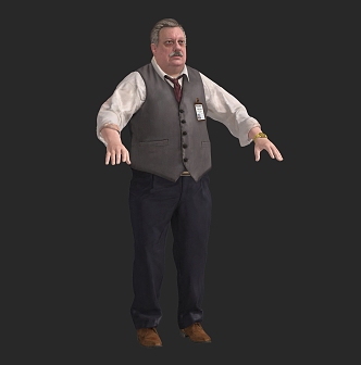 Modern game character old man 3d model