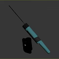 Teal And Black Screwdriver Tool With Handle And Base Stand 3d model