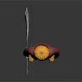 Halloween Themed Character Model With Pumpkin Head Red Coat Blue Pants Yellow Boots And Scythe