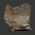Ancient City Wall Ruins With Weathered Stone Bricks And Overgrown Plants