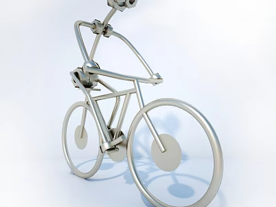 Modern Metal Ornamental Set Featuring Bicycle Riding Figure With Sleek Silver Finish For Home Decor 3d model